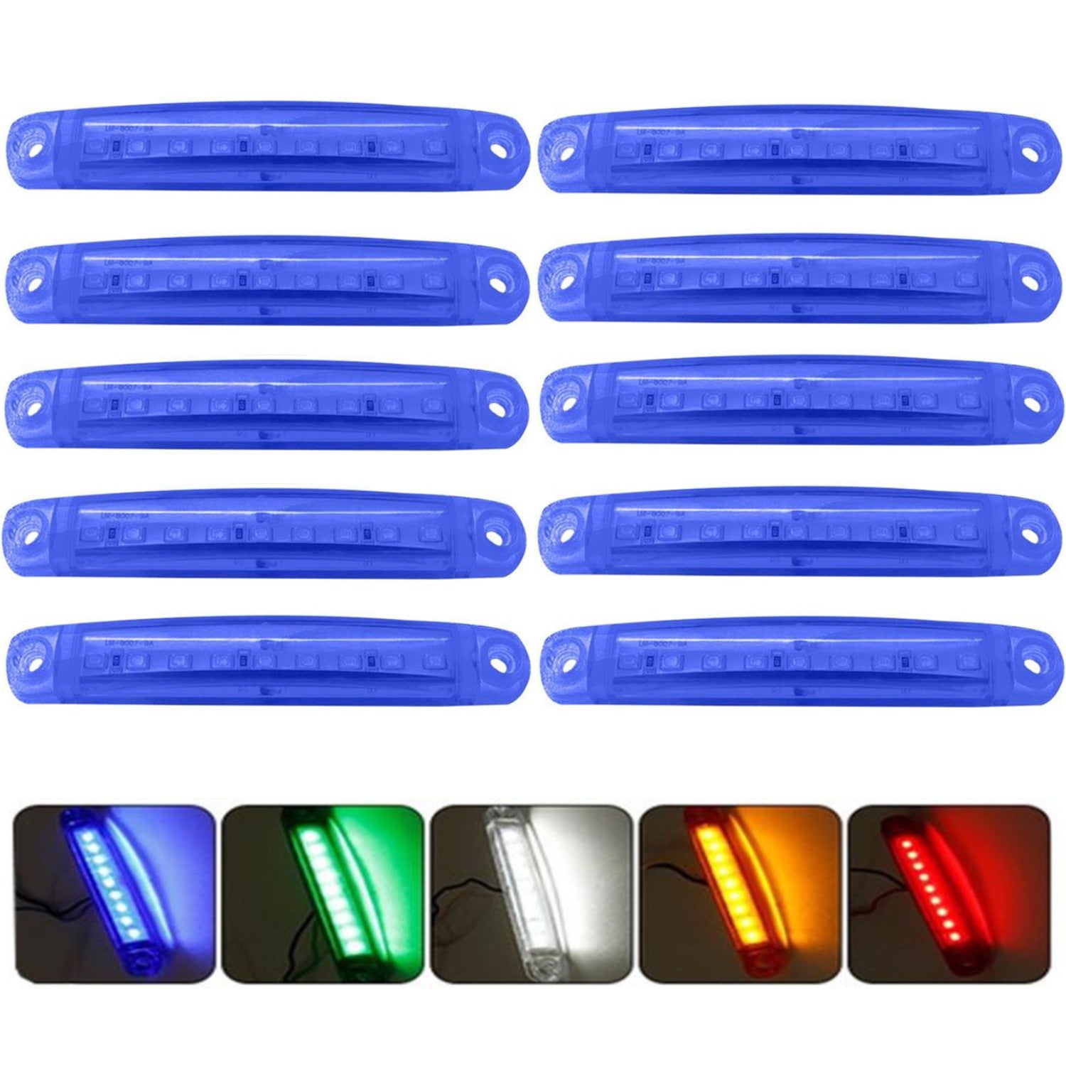 10 dona LED yon tomon belgilovchi chiroqlar, mustahkam PC, ko'p rangli, yuk mashinalari va RVlar uchun
