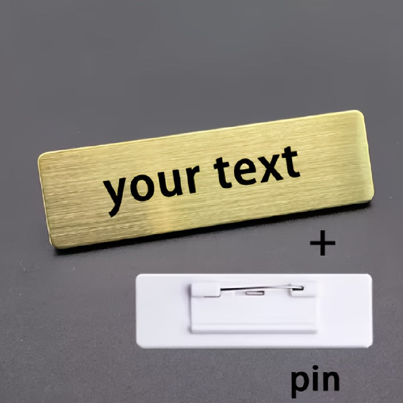 Square Stainless Steel Brooch Pin with Custom Engraving for Office and Daily Wear