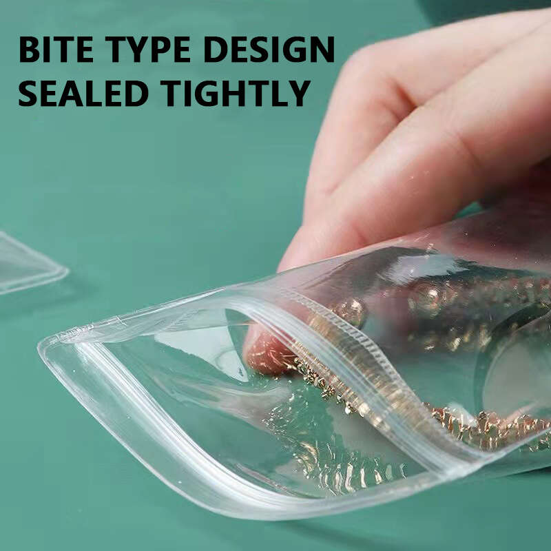 100 Pieces PVC Ziplock Bags Transparent Jewelry Storage Sealed Packaging