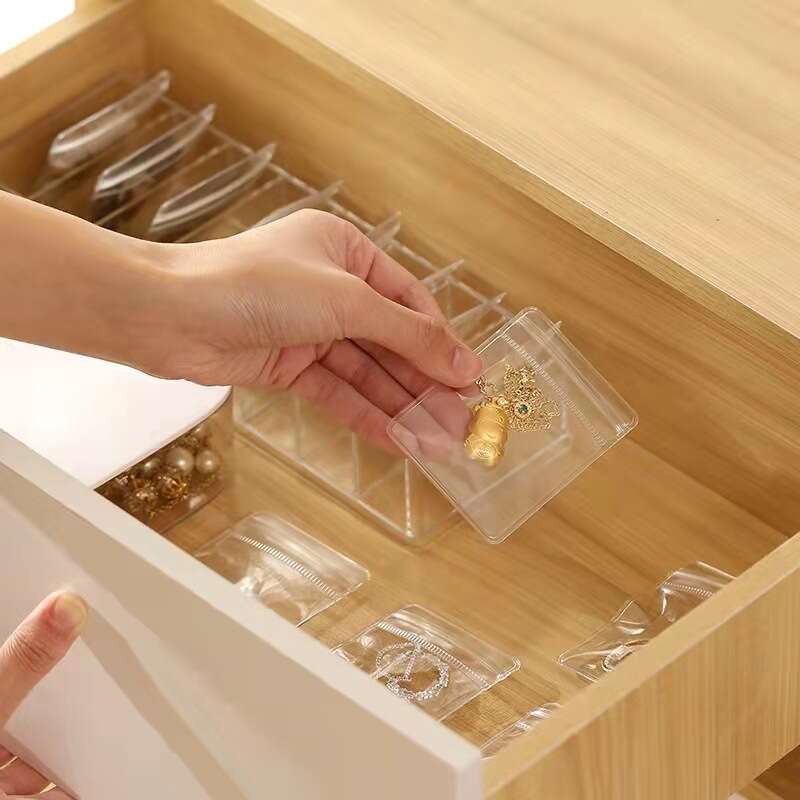 100 Pieces PVC Ziplock Bags Transparent Jewelry Storage Sealed Packaging
