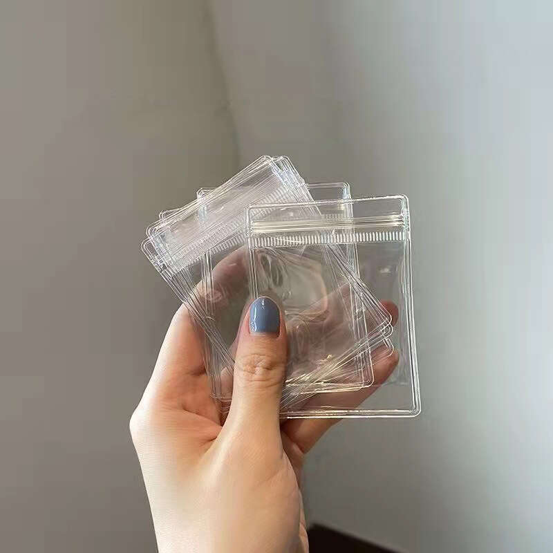 100 Pieces PVC Ziplock Bags Transparent Jewelry Storage Sealed Packaging