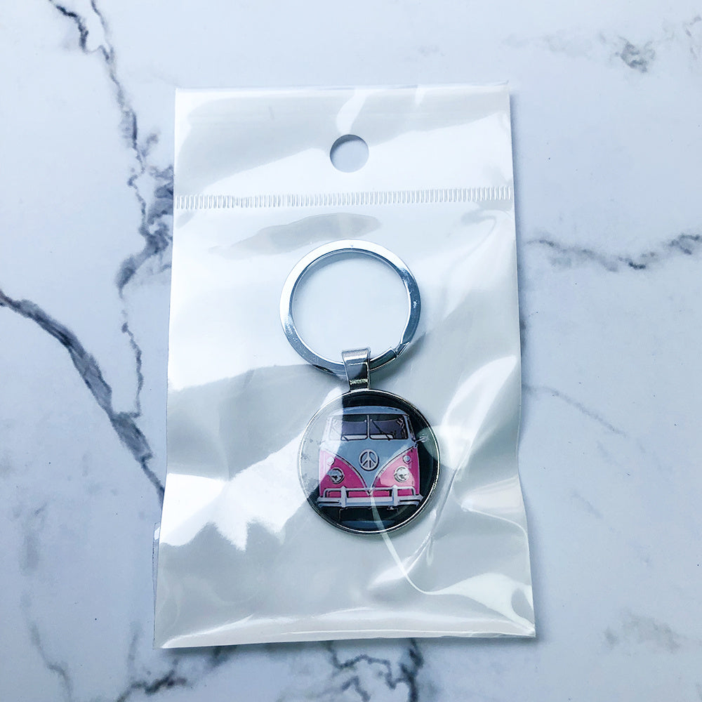 Uniseks Vintage Hippie Tinchlik Belgisi Van Kalit zanjiri sumkalar va avtomobil aksessuarlari uchun