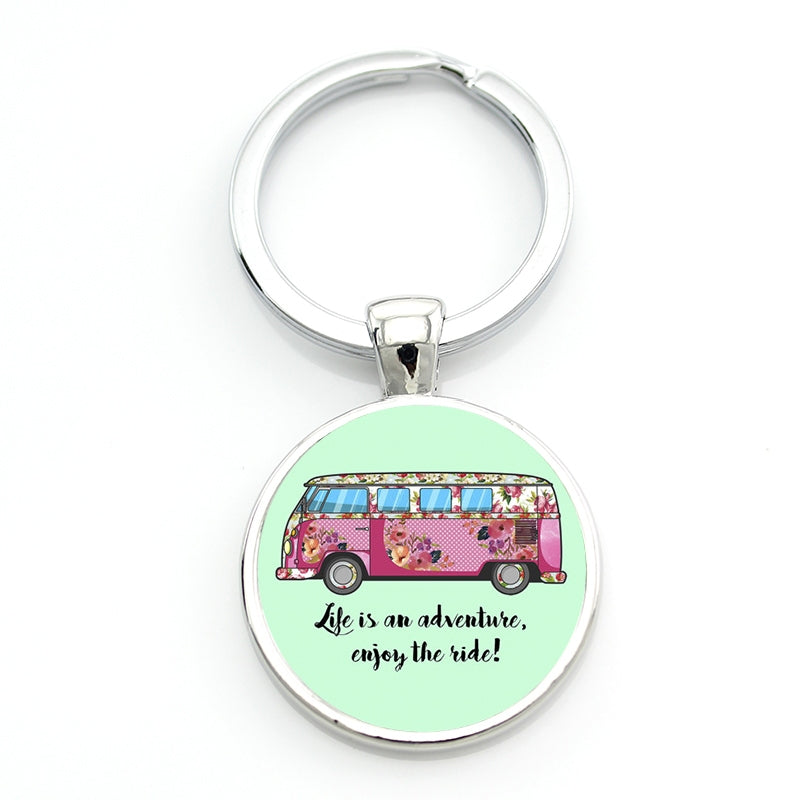 Uniseks Vintage Hippie Tinchlik Belgisi Van Kalit zanjiri sumkalar va avtomobil aksessuarlari uchun