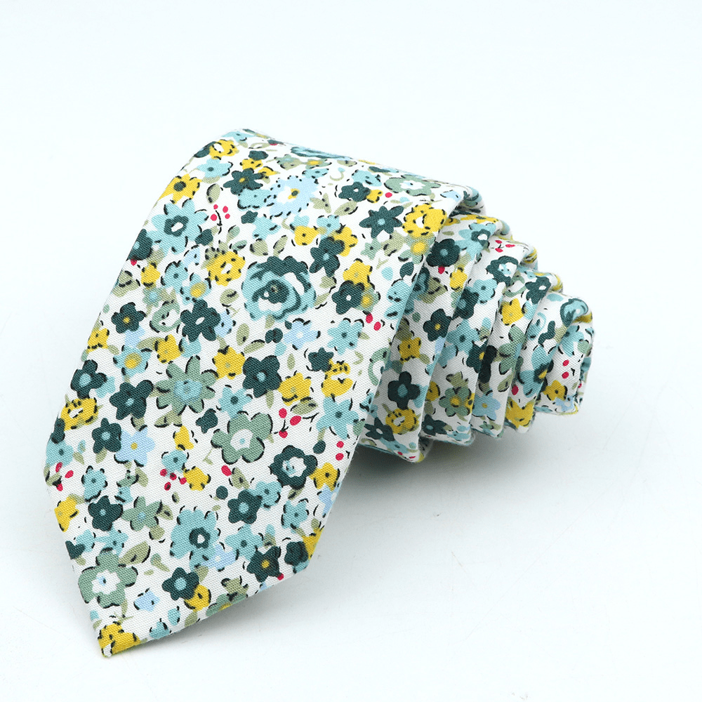 Men's Floral Cotton Tie 144cm Slim Fit Stylish Accessory