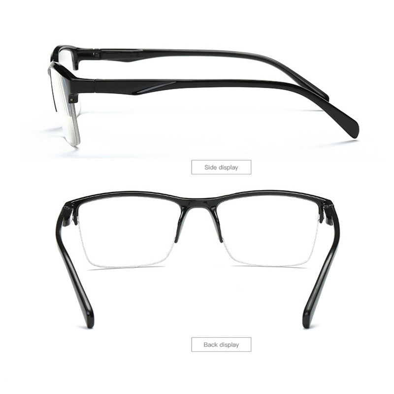 Men Women Black Resin Half Frame Reading Glasses Ultralight Magnification 1.5 1.75 2.0