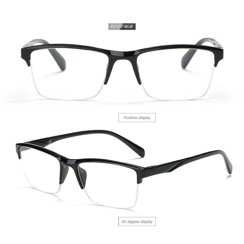 Men Women Black Resin Half Frame Reading Glasses Ultralight Magnification 1.5 1.75 2.0