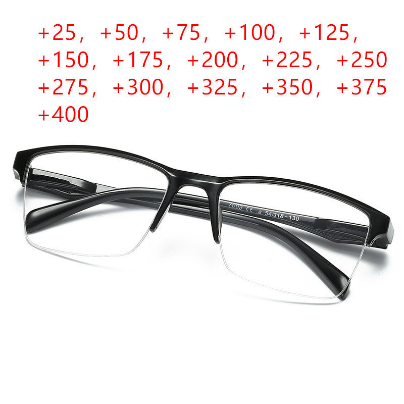 Men Women Black Resin Half Frame Reading Glasses Ultralight Magnification 1.5 1.75 2.0