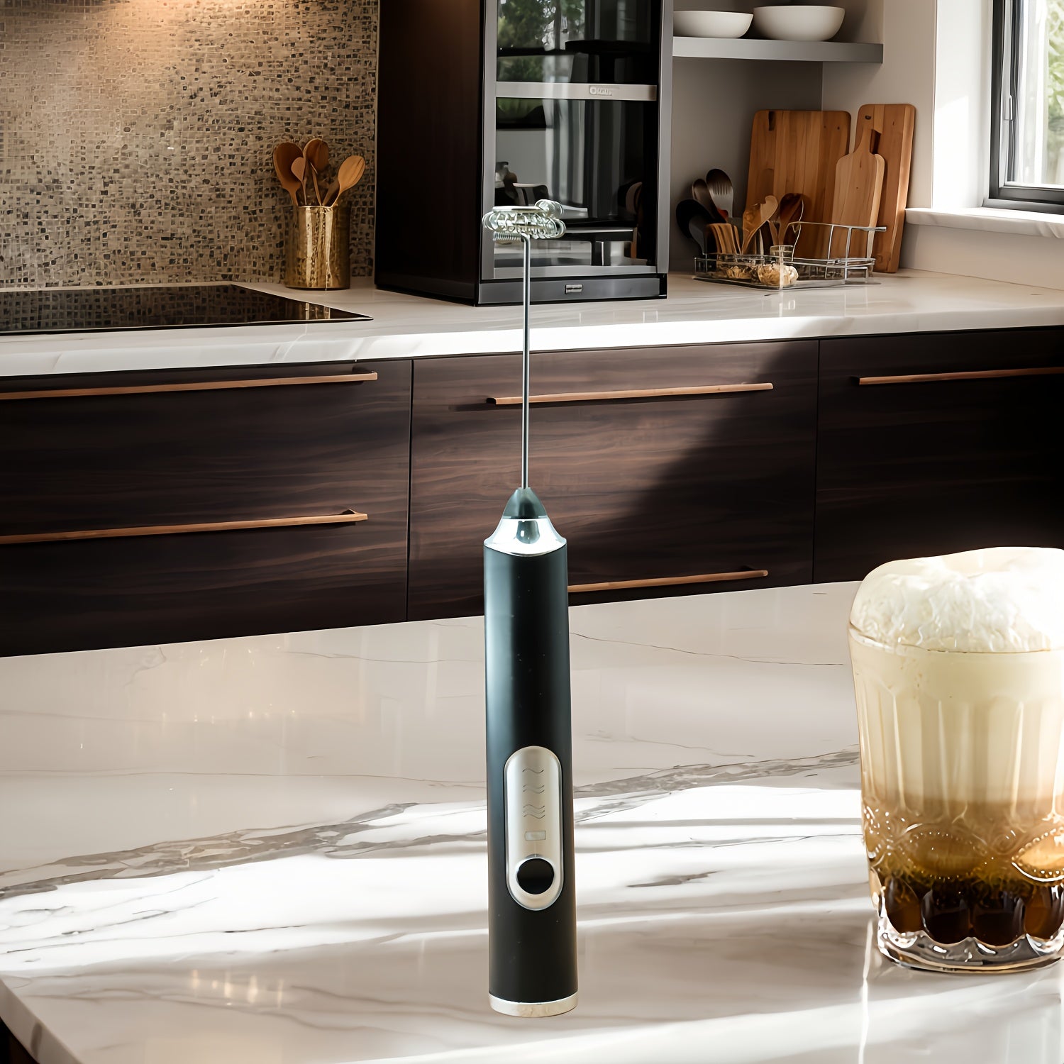 Espumador de leche inalámbrico, batidora eléctrica portátil, mini, de 3 velocidades, recargable, de acero inoxidable