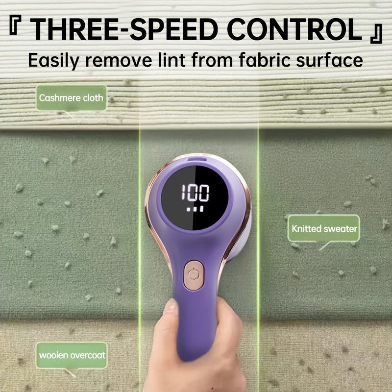 Rechargeable Lint Remover with Digital Display and 3-Speed Control for Clothing and Fabrics