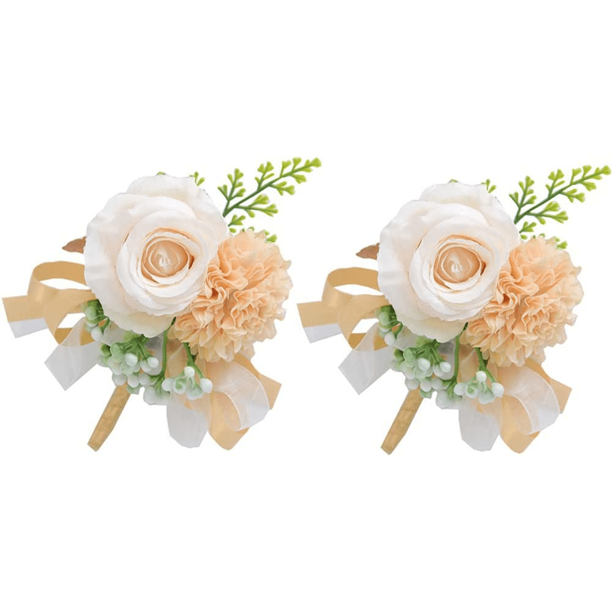 White Rose Wrist Flowers for Weddings Proms and Parties 1 or 2 Pieces