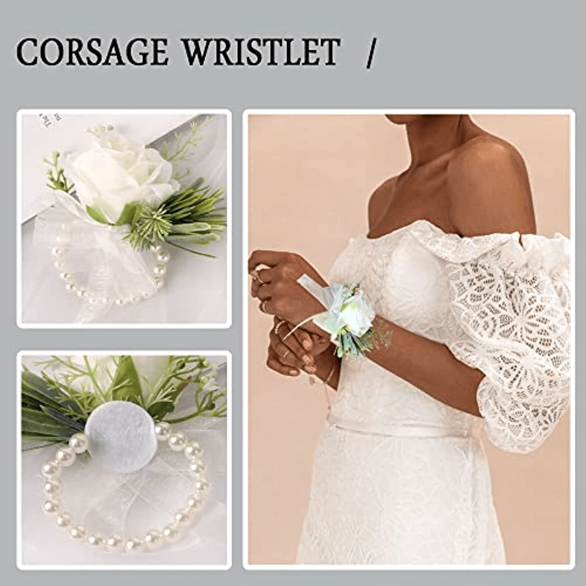 White Rose Wrist Flowers for Weddings Proms and Parties 1 or 2 Pieces