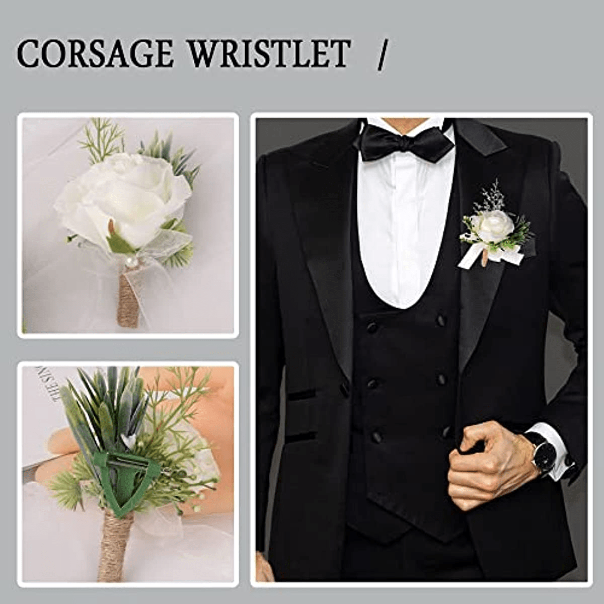 White Rose Wrist Flowers for Weddings Proms and Parties 1 or 2 Pieces