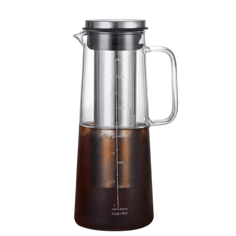 Tetera de vidrio para café Cold Brew con filtro, cafetera para café helado
