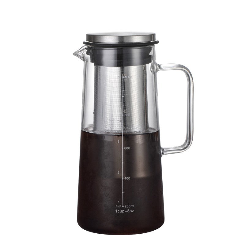 Tetera de vidrio para café Cold Brew con filtro, cafetera para café helado