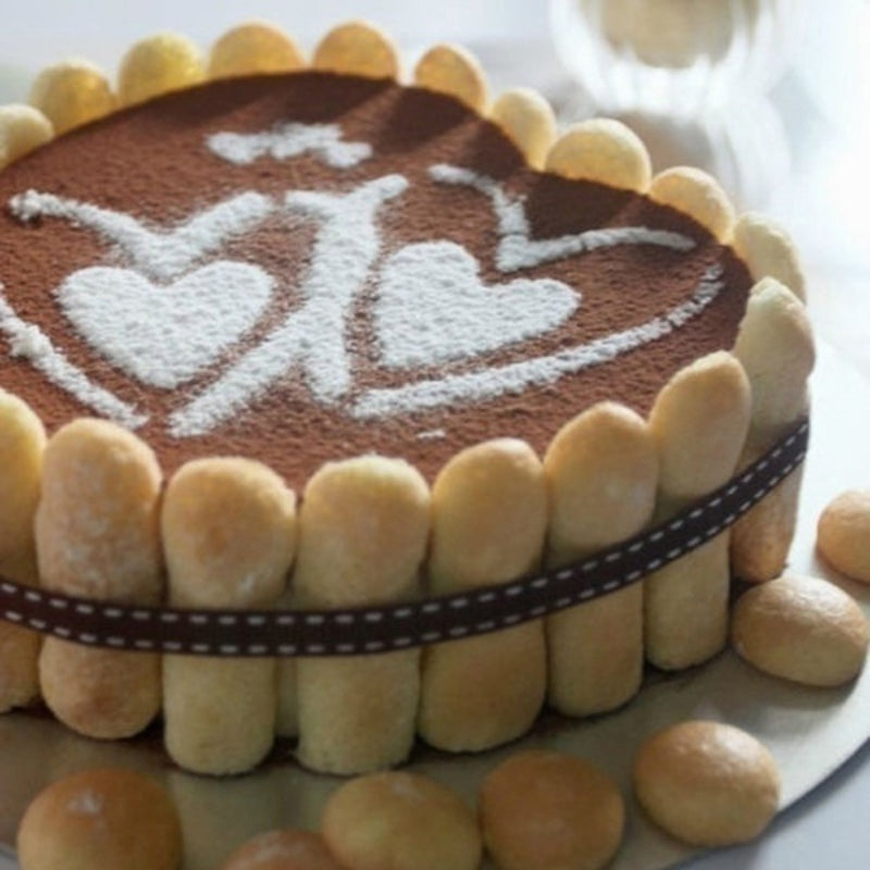 Set of 4 Round Cake Stencils 19.99cm Flower Heart Baking Decorating