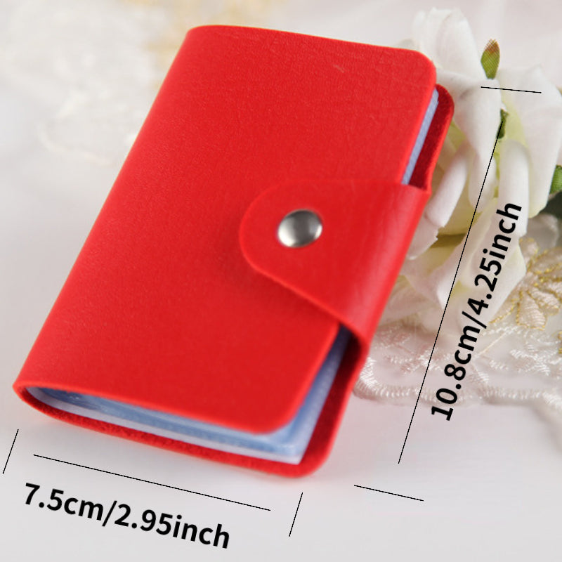 PU Leather Card Holder with 12 Card Slots and Coin Pocket for Men and Women
