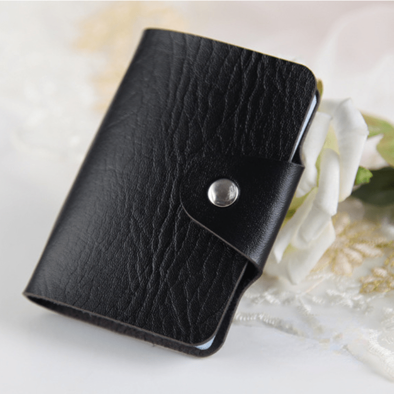 PU Leather Card Holder with 12 Card Slots and Coin Pocket for Men and Women