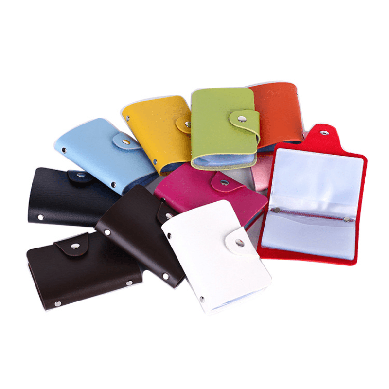 PU Leather Card Holder with 12 Card Slots and Coin Pocket for Men and Women