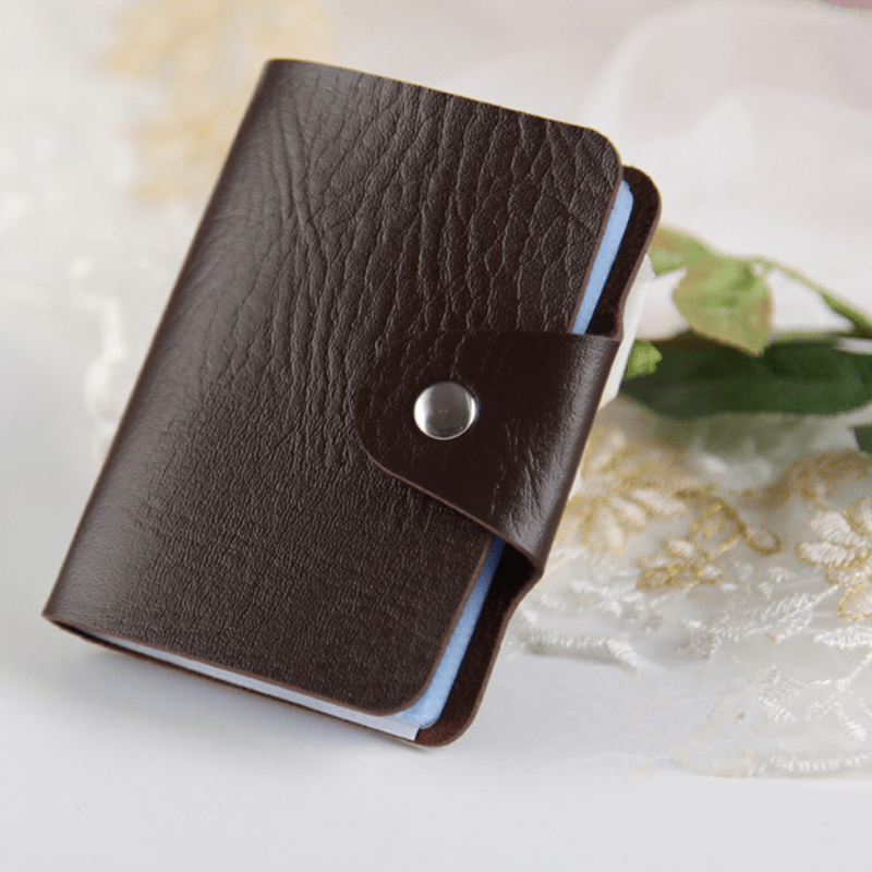 PU Leather Card Holder with 12 Card Slots and Coin Pocket for Men and Women