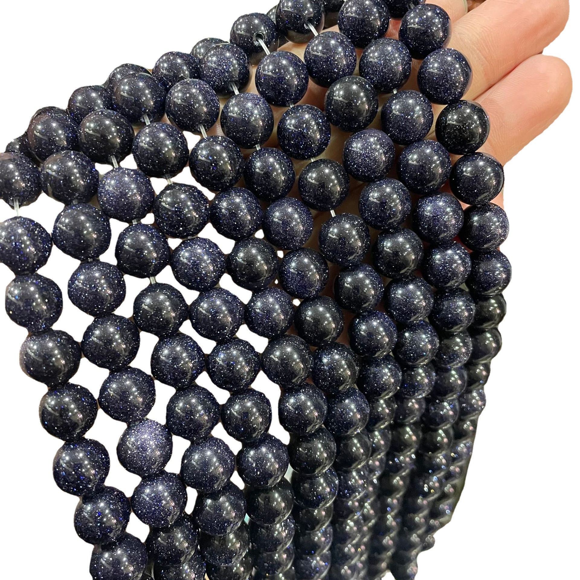 Blue Sandstone Beads Starry Sky Stone for Jewelry Making 4/6/8/10mm 15 Inch Strand