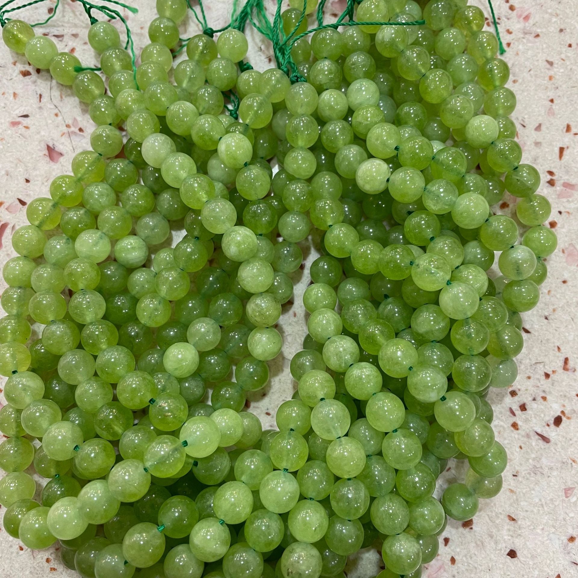 Cuentas espaciadoras de cristal agrietado Peridot en verde oliva de 6 mm, 8 mm, 10 mm para fabricación de joyas