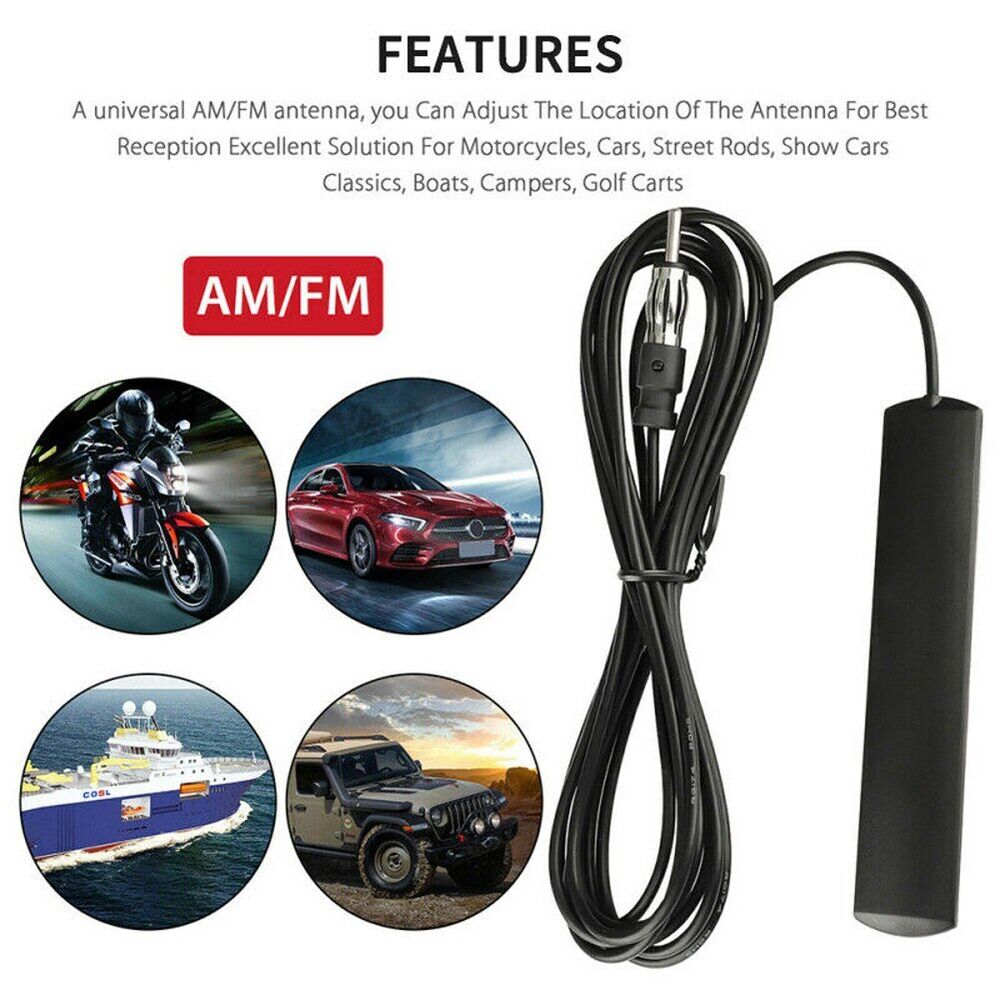 Universal AM FM radio antennasi avtomobil, yuk mashinasi, kema uchun qora 12V