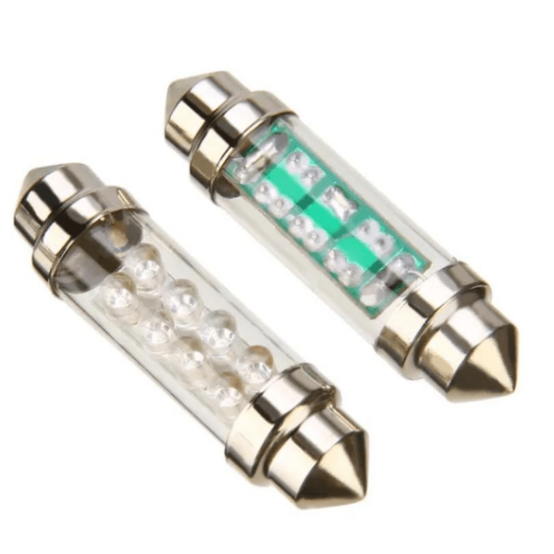 Juego de 2 bombillas LED 12V Azul Blanco Rojo Luz de cúpula C5W para interior de auto