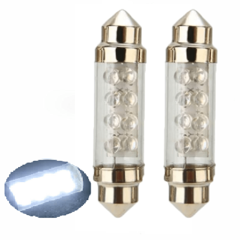 Juego de 2 bombillas LED 12V Azul Blanco Rojo Luz de cúpula C5W para interior de auto