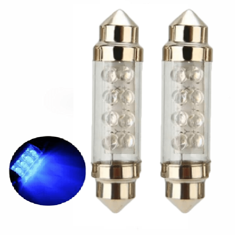 Juego de 2 bombillas LED 12V Azul Blanco Rojo Luz de cúpula C5W para interior de auto