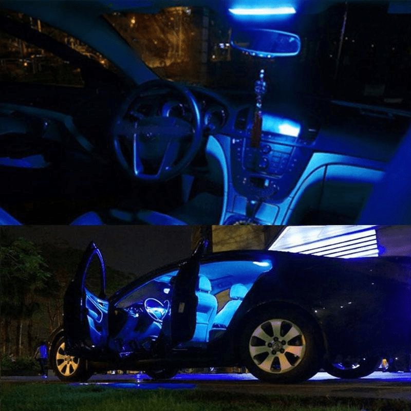 Juego de 2 bombillas LED 12V Azul Blanco Rojo Luz de cúpula C5W para interior de auto