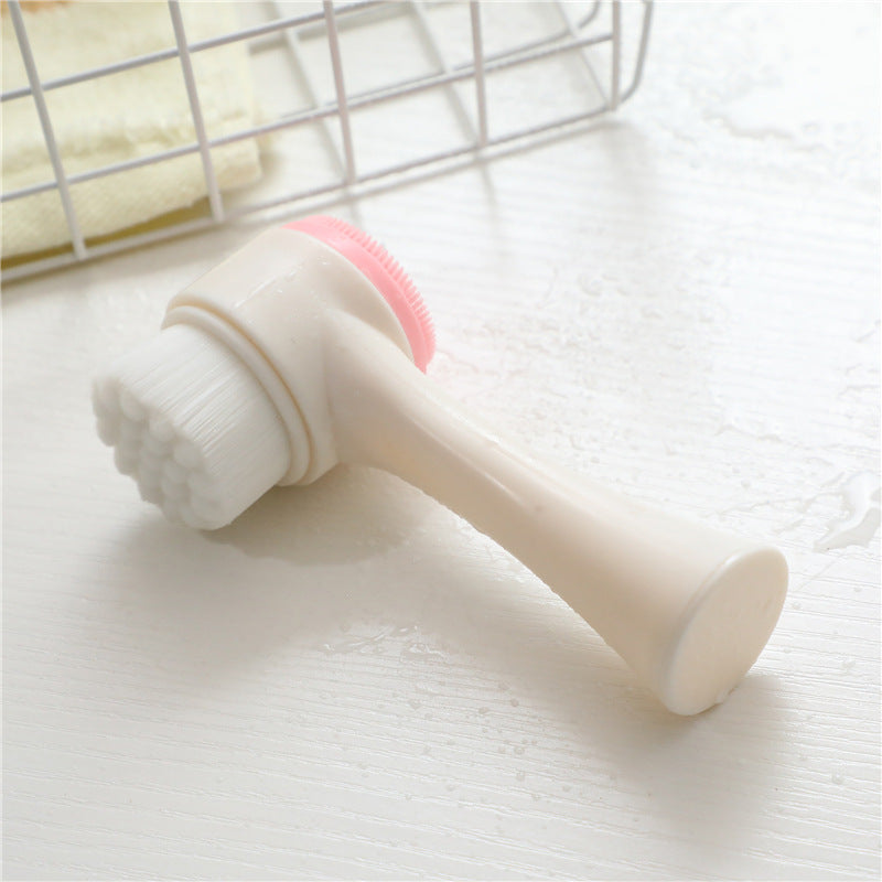 3D двухсторонняя щетка для очищения лица с мягкими волокнами из PU для бережного удаления макияжа и глубокого очищения пор