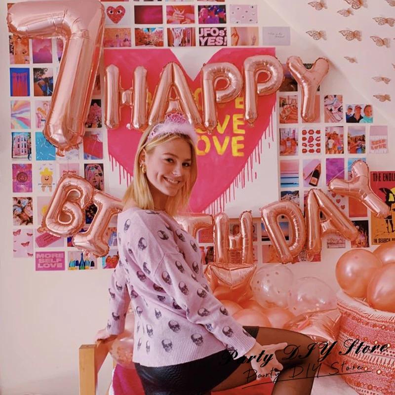 Gul oltin Tug'ilgan kun shari to'plami, partiya bezaklari va fotosuratlar uchun ideal