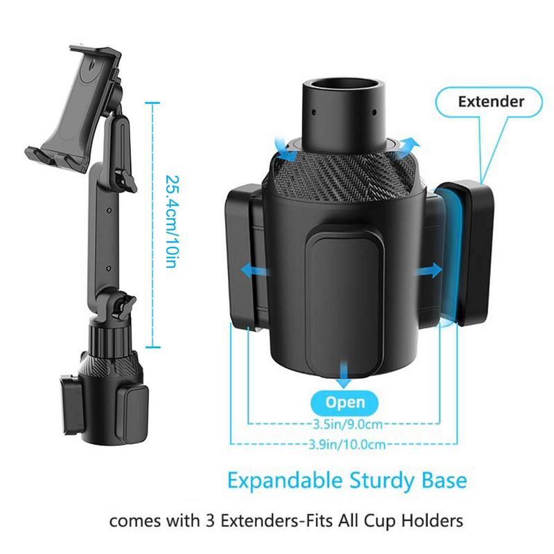 Soporte ajustable universal para taza de coche con soporte para portátil, rotación de 360 grados y base triangular