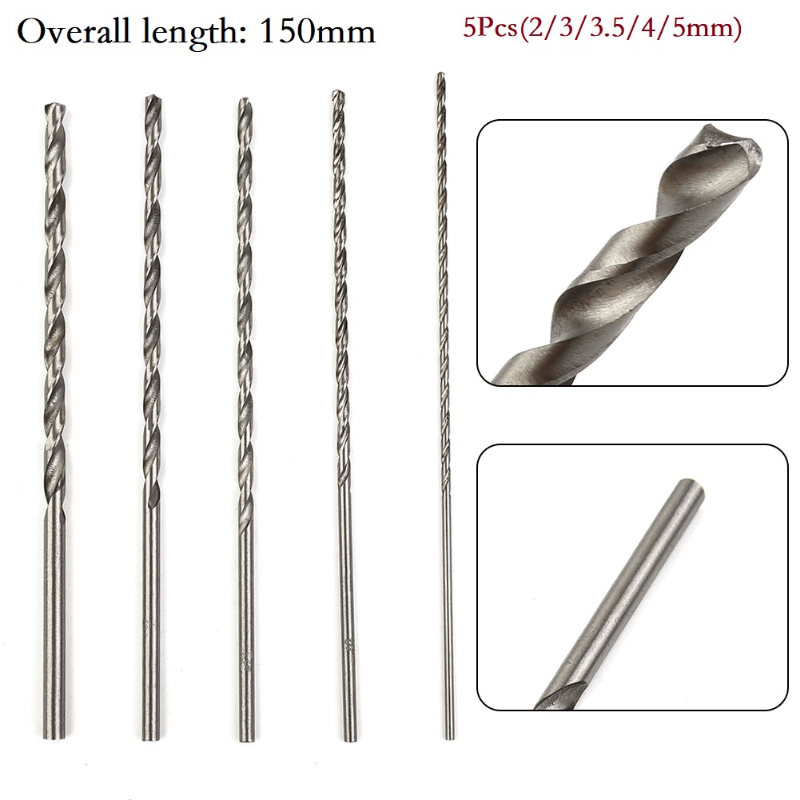 5pcs HSS Twist Drill Bit Set 2-5mm High Speed Steel Woodworking Tools