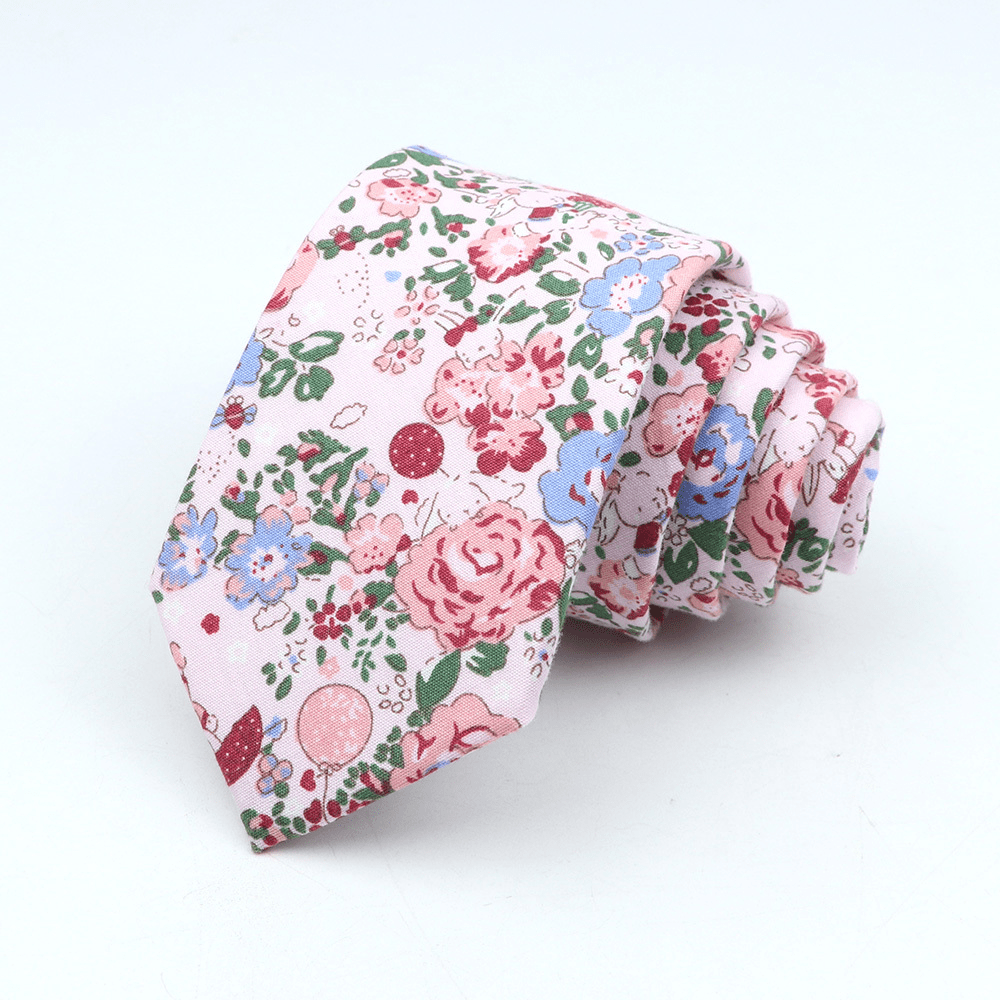 Men's Floral Cotton Tie 144cm Slim Fit Stylish Accessory