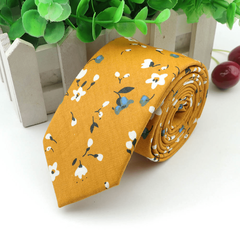 Men's Floral Cotton Tie 144cm Slim Fit Stylish Accessory