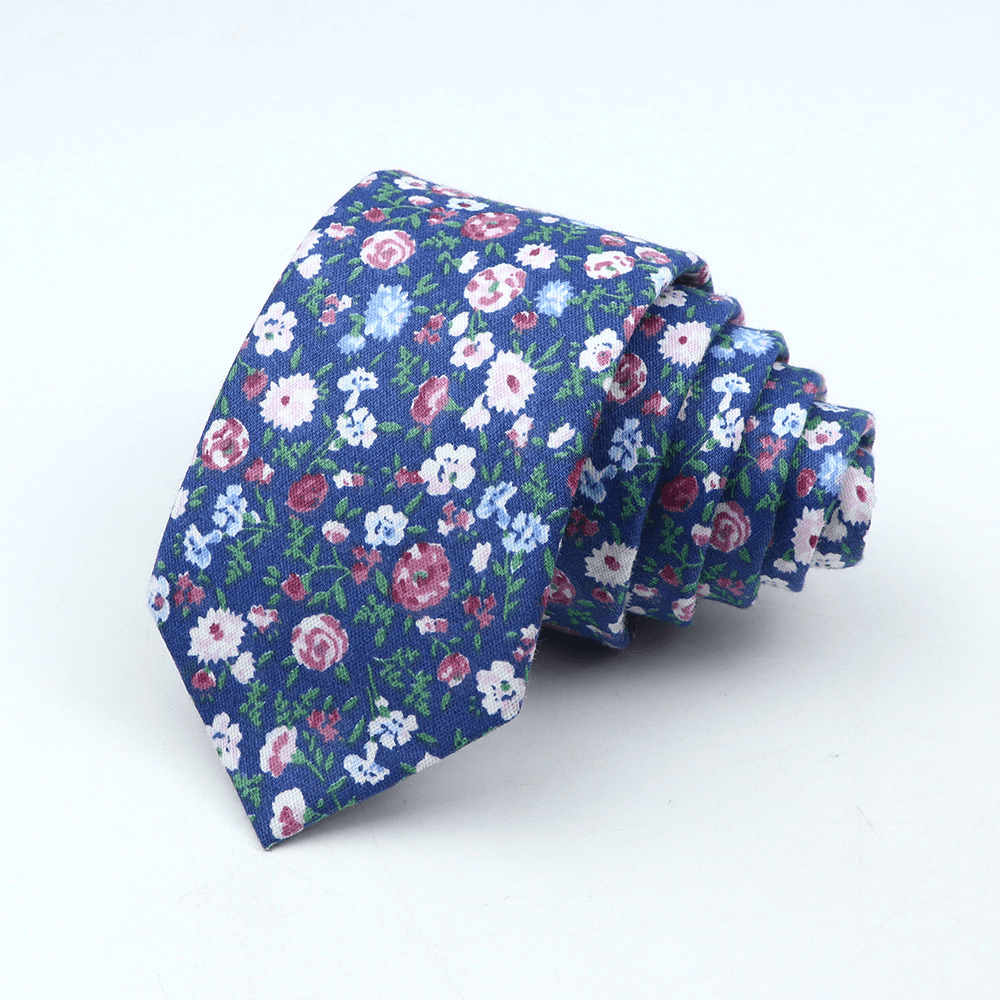 Men's Floral Cotton Tie 144cm Slim Fit Stylish Accessory