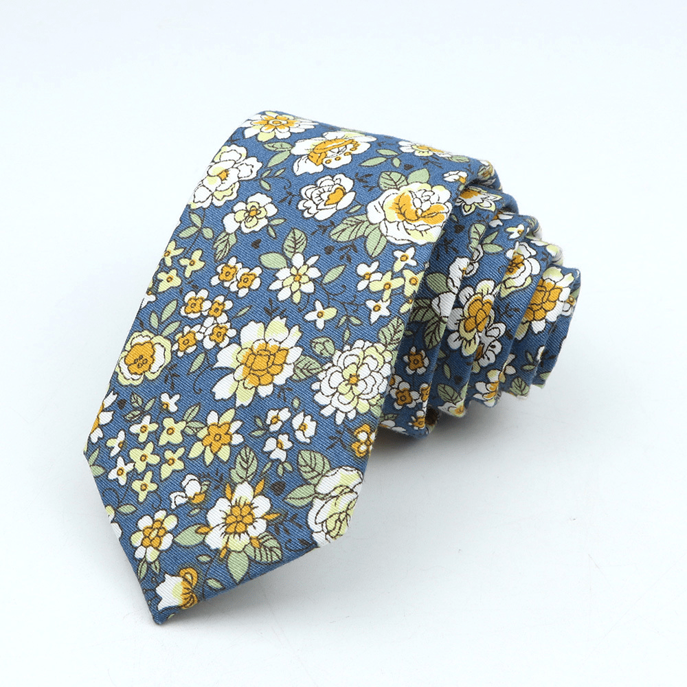Men's Floral Cotton Tie 144cm Slim Fit Stylish Accessory