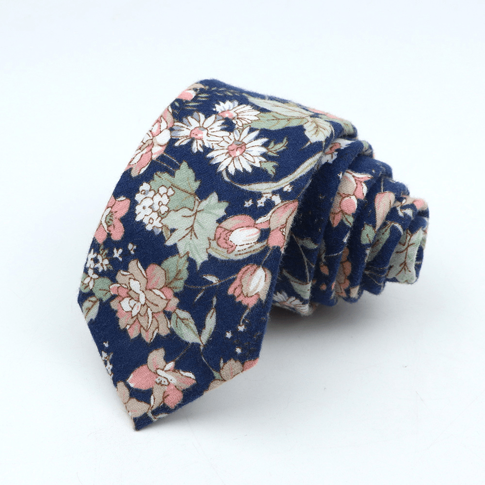 Men's Floral Cotton Tie 144cm Slim Fit Stylish Accessory