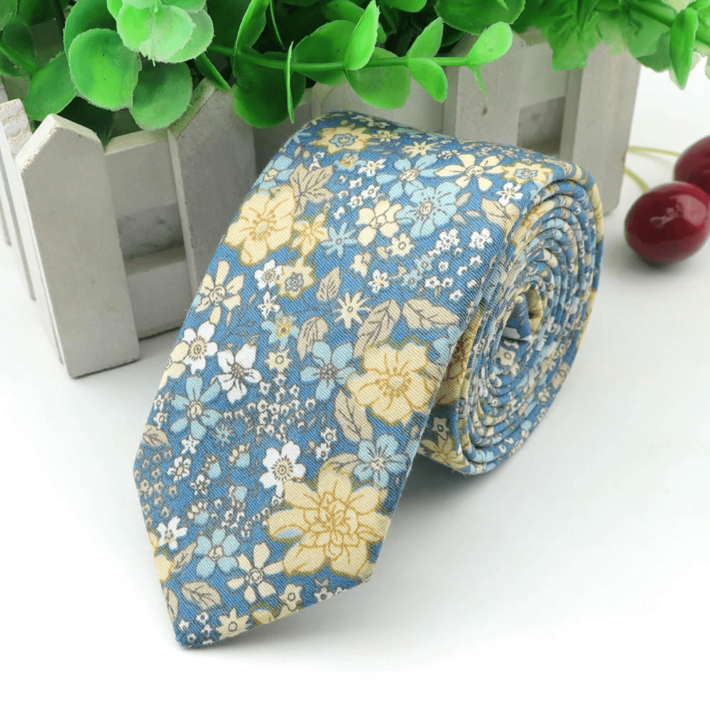 Men's Floral Cotton Tie 144cm Slim Fit Stylish Accessory
