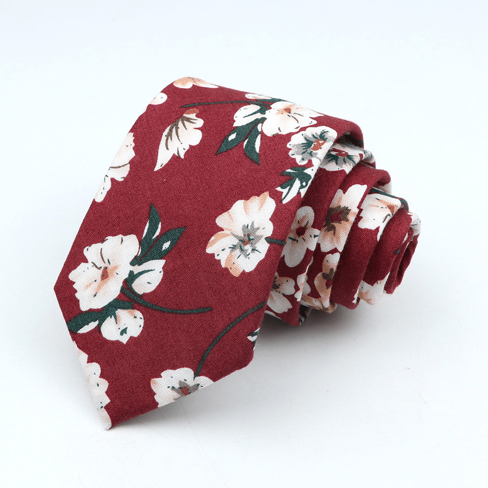 Men's Floral Cotton Tie 144cm Slim Fit Stylish Accessory