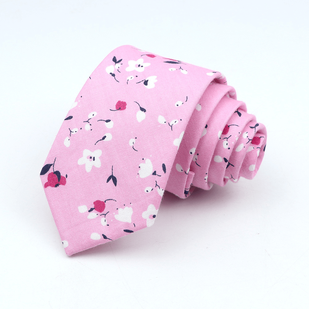Men's Floral Cotton Tie 144cm Slim Fit Stylish Accessory
