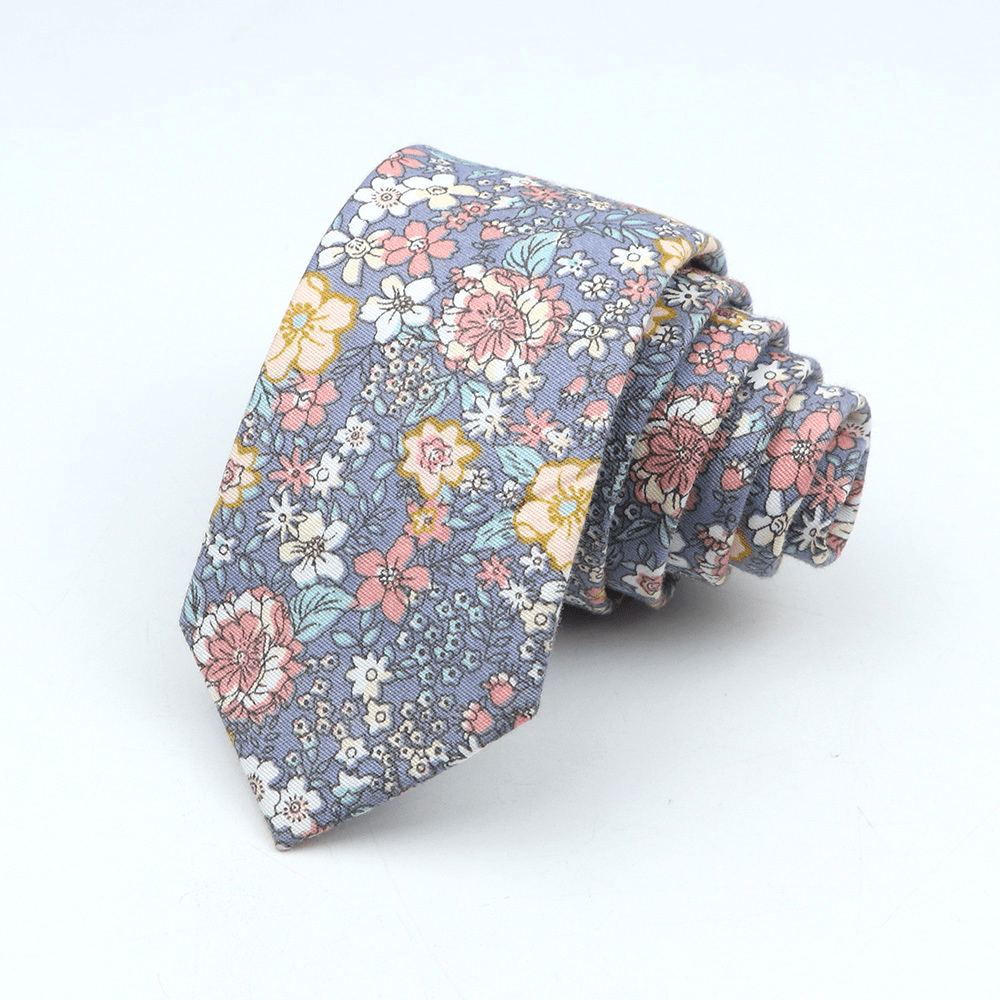 Men's Floral Cotton Tie 144cm Slim Fit Stylish Accessory