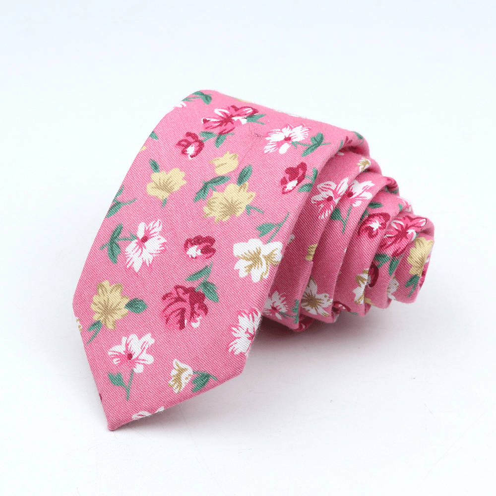 Men's Floral Cotton Tie 144cm Slim Fit Stylish Accessory