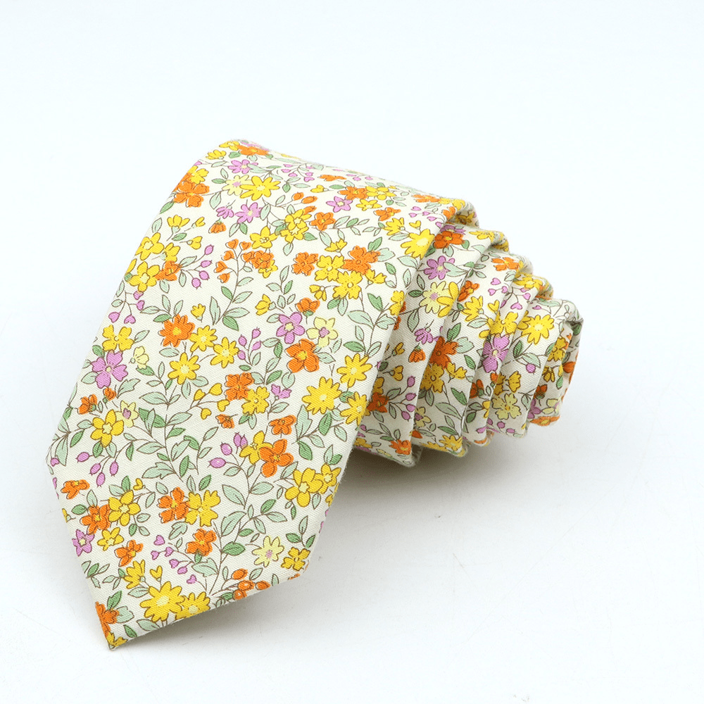 Men's Floral Cotton Tie 144cm Slim Fit Stylish Accessory