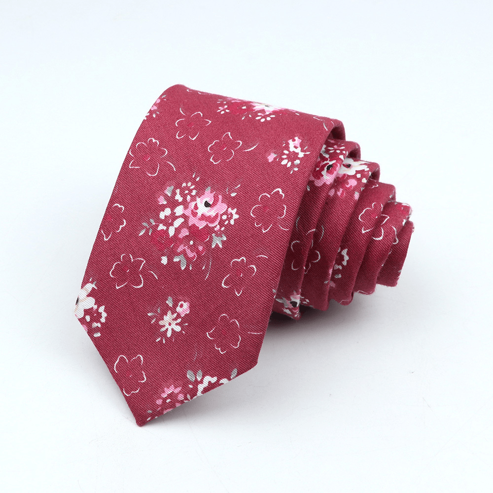 Men's Floral Cotton Tie 144cm Slim Fit Stylish Accessory