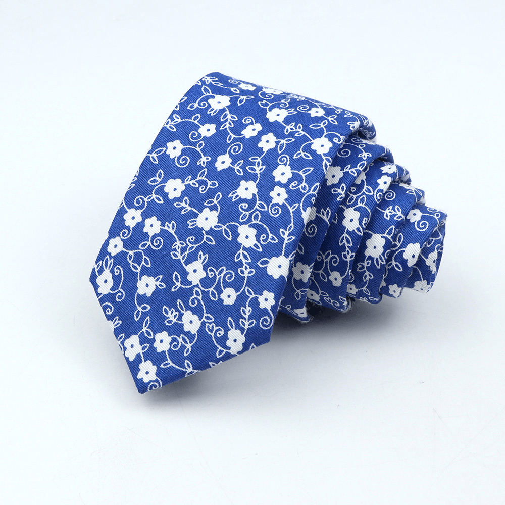 Men's Floral Cotton Tie 144cm Slim Fit Stylish Accessory