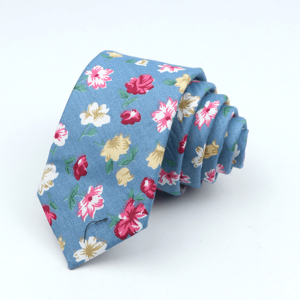 Men's Floral Cotton Tie 144cm Slim Fit Stylish Accessory