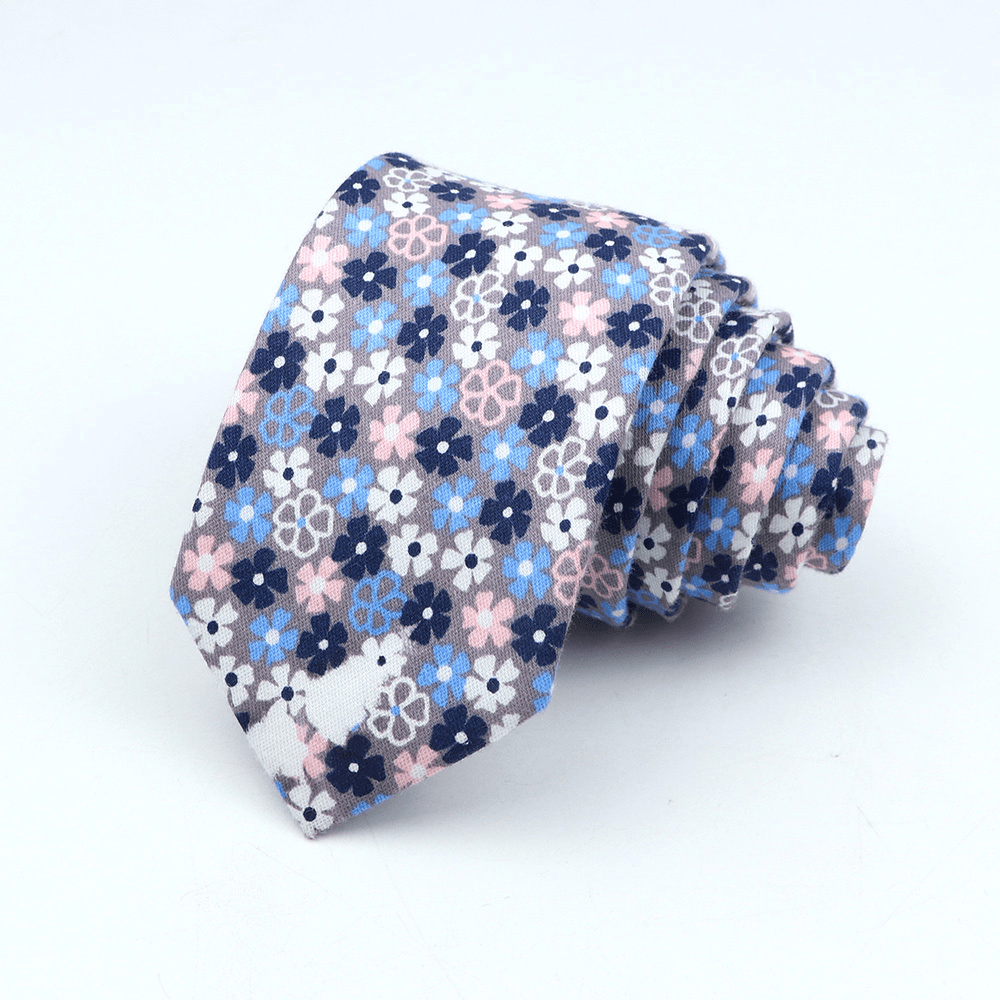Men's Floral Cotton Tie 144cm Slim Fit Stylish Accessory