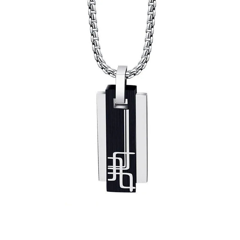 Casual Style Alpaca Stainless Steel Square Pendant Necklace for Men